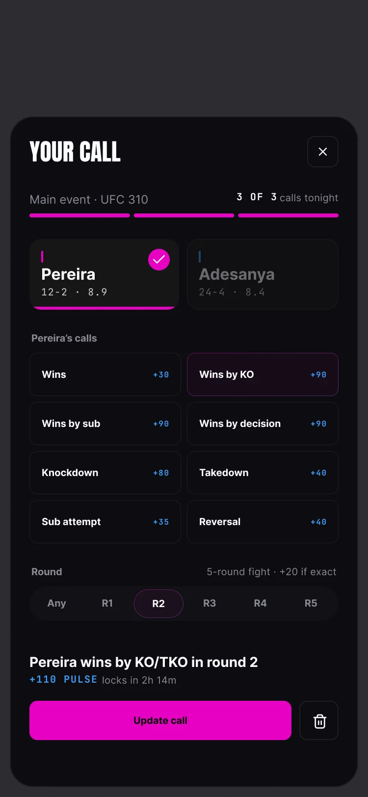 CALL - app screen